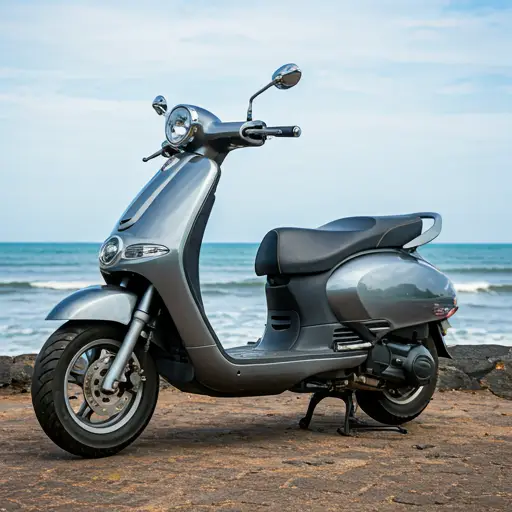 Modern premium motor scooter on Varkala coast